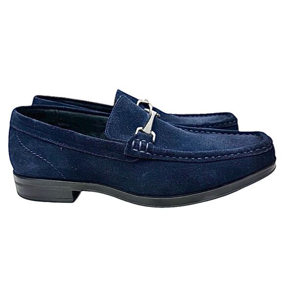 Stacy Adams Mens Newcomb Moc Toe Bit Loafer Blue Suede 7.5 M Pre-Owned - Picture 10 of 11